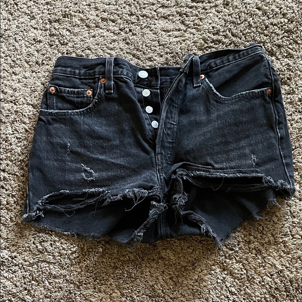 Levi's Black Distressed Jean Shorts